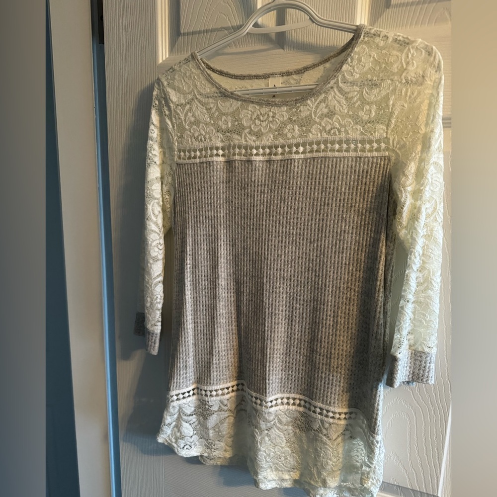 Vanilla Bay Waffle and Lace Top